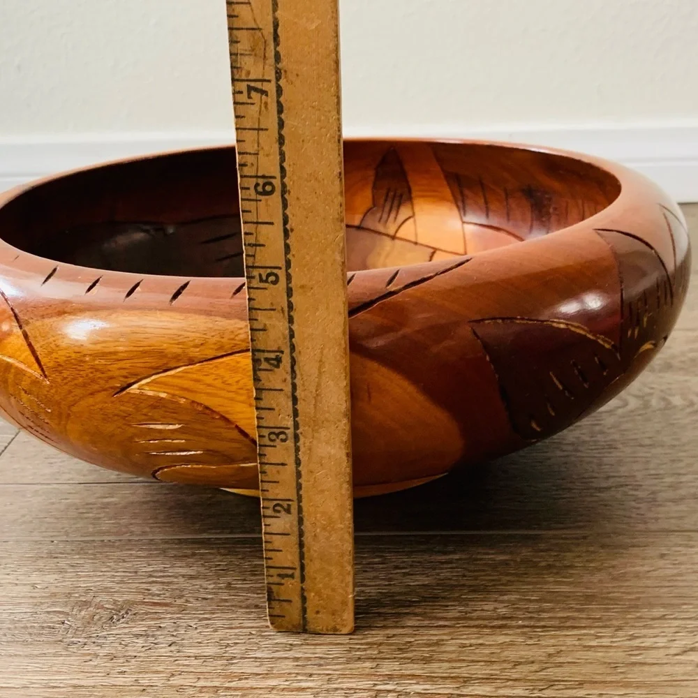 Handcrafted Wooden Bowl with Fish Design